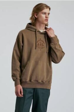 THRILLS Men's Engineered For Happiness Hoodie Sweatshirt Tonal Brown Size Large
